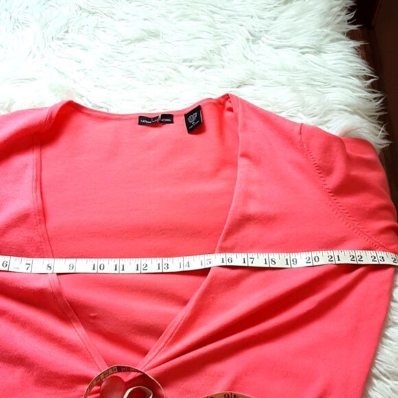 MODA INTERNATIONAL Woman's FushaPink Silk Carnigan Sweater XL - Picture 8 of 10